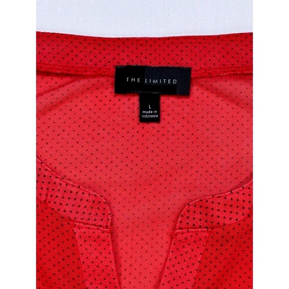 The Limited Womens Red Blouse Polka Dot Long Sleeve Button Casual Top, Sz L-EUC - Picture 3 of 6